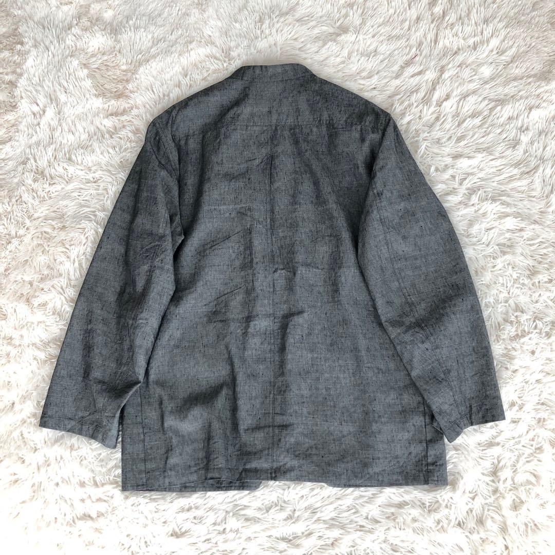 フランス製hollingtonバンドカラーウールリネンジャケット　グレー