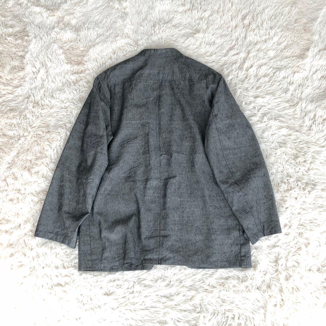 フランス製hollingtonバンドカラーウールリネンジャケット　グレー
