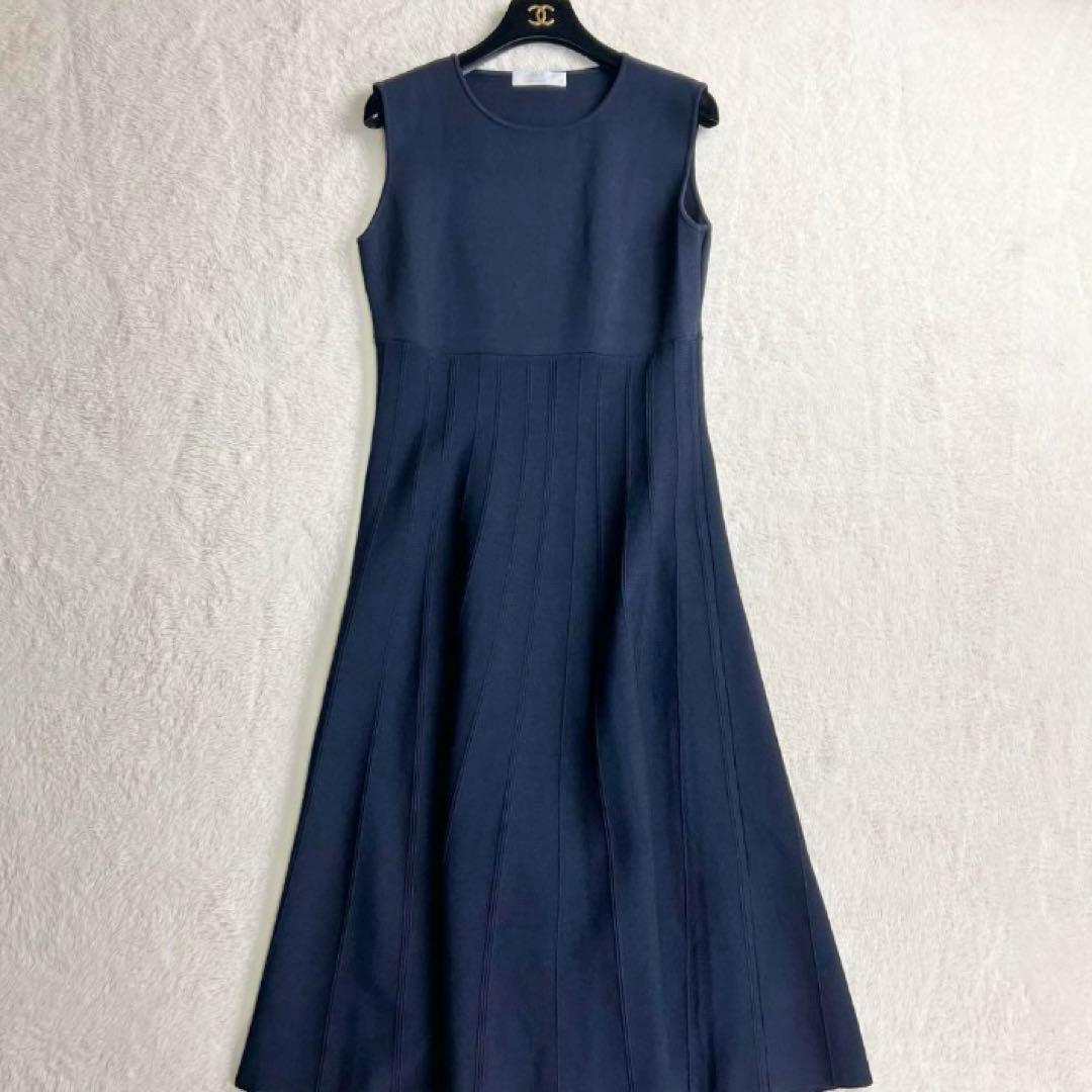 【セルフォード】レーヨンニットロングワンピース☆ノースリーブ☆クルーネック☆M