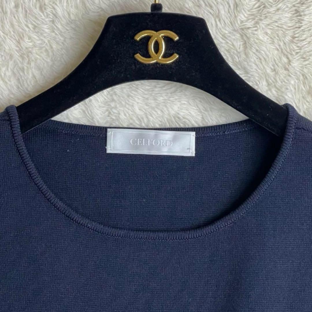 【セルフォード】レーヨンニットロングワンピース☆ノースリーブ☆クルーネック☆M