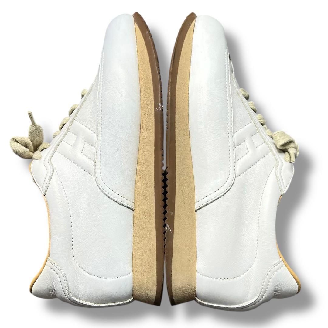 良品 HERMES クイック スニーカー H ロゴ レザー 23.5 ホワイト