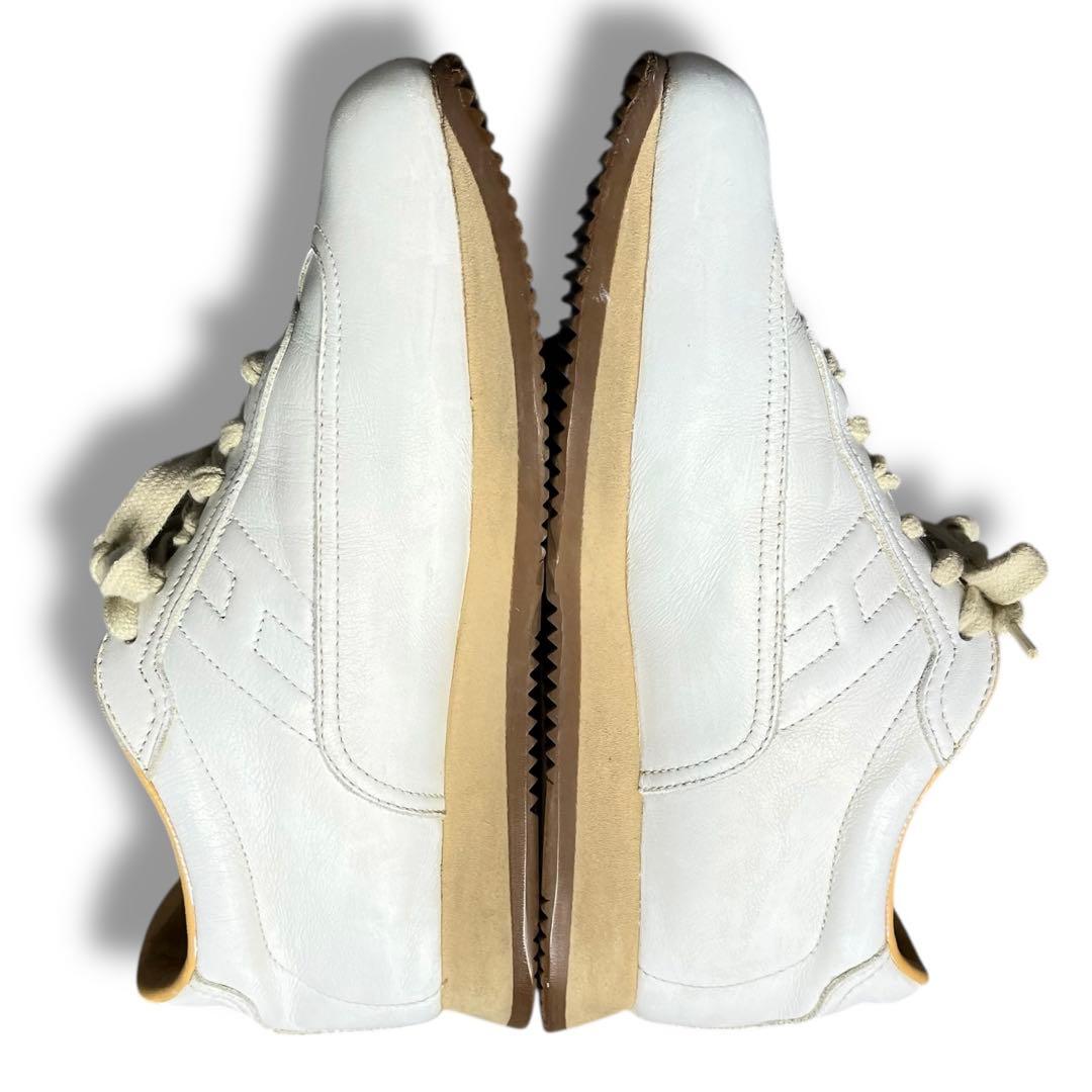 良品 HERMES クイック スニーカー H ロゴ レザー 23.5 ホワイト