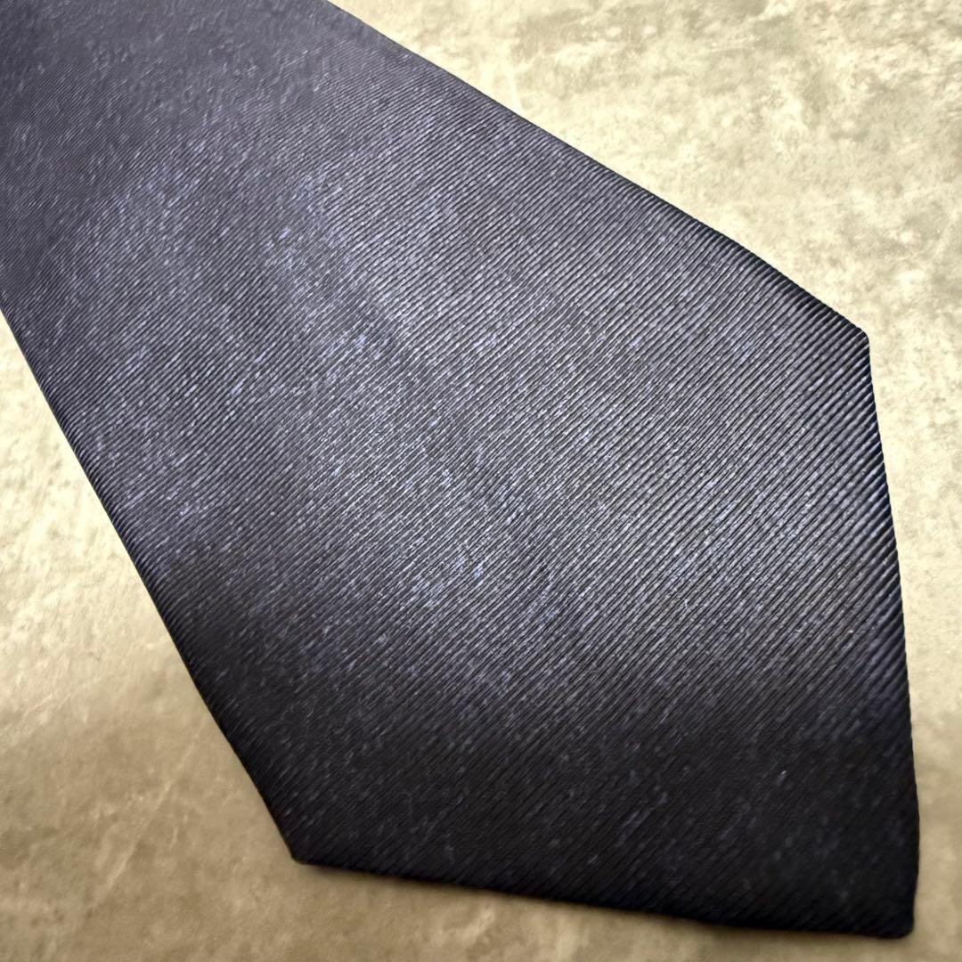 【✨極美品✨】BVLGARI ブルガリ ネクタイ ソリッド 無地 ネイビー 希少