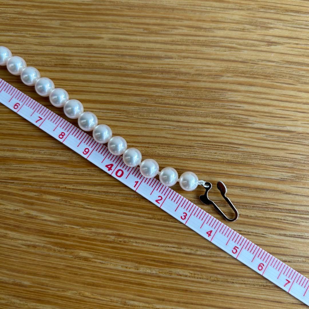 【美品・糸替え済】ミキモト　パールネックレス　約6.5-7.0㎜　約43㎝