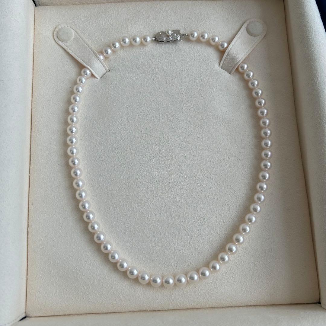 【美品・糸替え済】ミキモト　パールネックレス　約6.5-7.0㎜　約43㎝