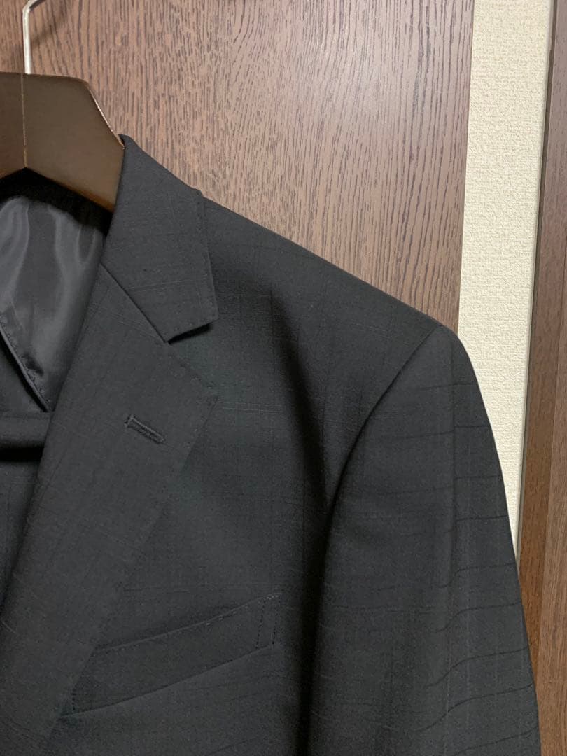A7新品未使用！高級ニュージーランドウール100%ブラックシングルスーツ！