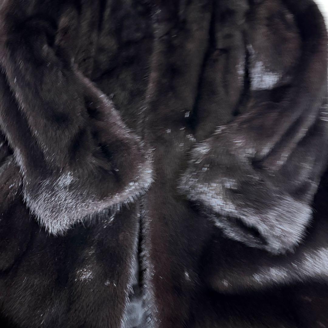 美品★ミンクファージャケット 毛皮コート リアルファー　フリー　濃いブラウン