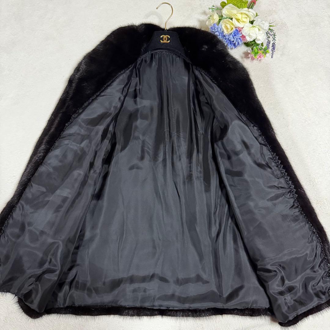 美品★ミンクファージャケット 毛皮コート リアルファー　フリー　濃いブラウン