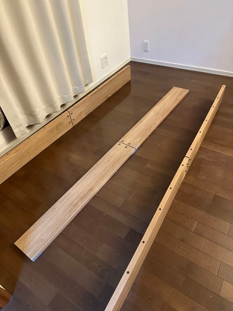 ダブルサイズ　木目調ローベッド　スノコタイプ
