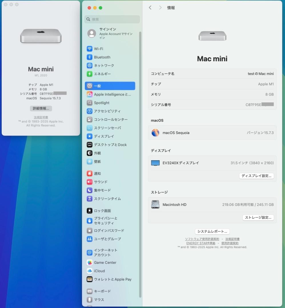Mac mini M1 2020 メモリ_8G SSD_256GB 箱付き