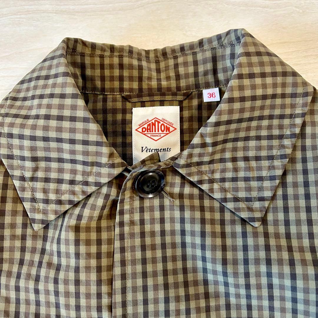 DANTON ダントン ナイロンタフタステンカラー　チェック スプリングコート
