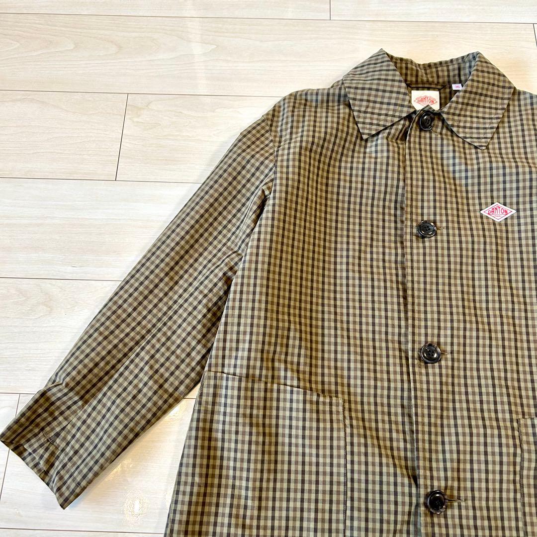 DANTON ダントン ナイロンタフタステンカラー　チェック スプリングコート
