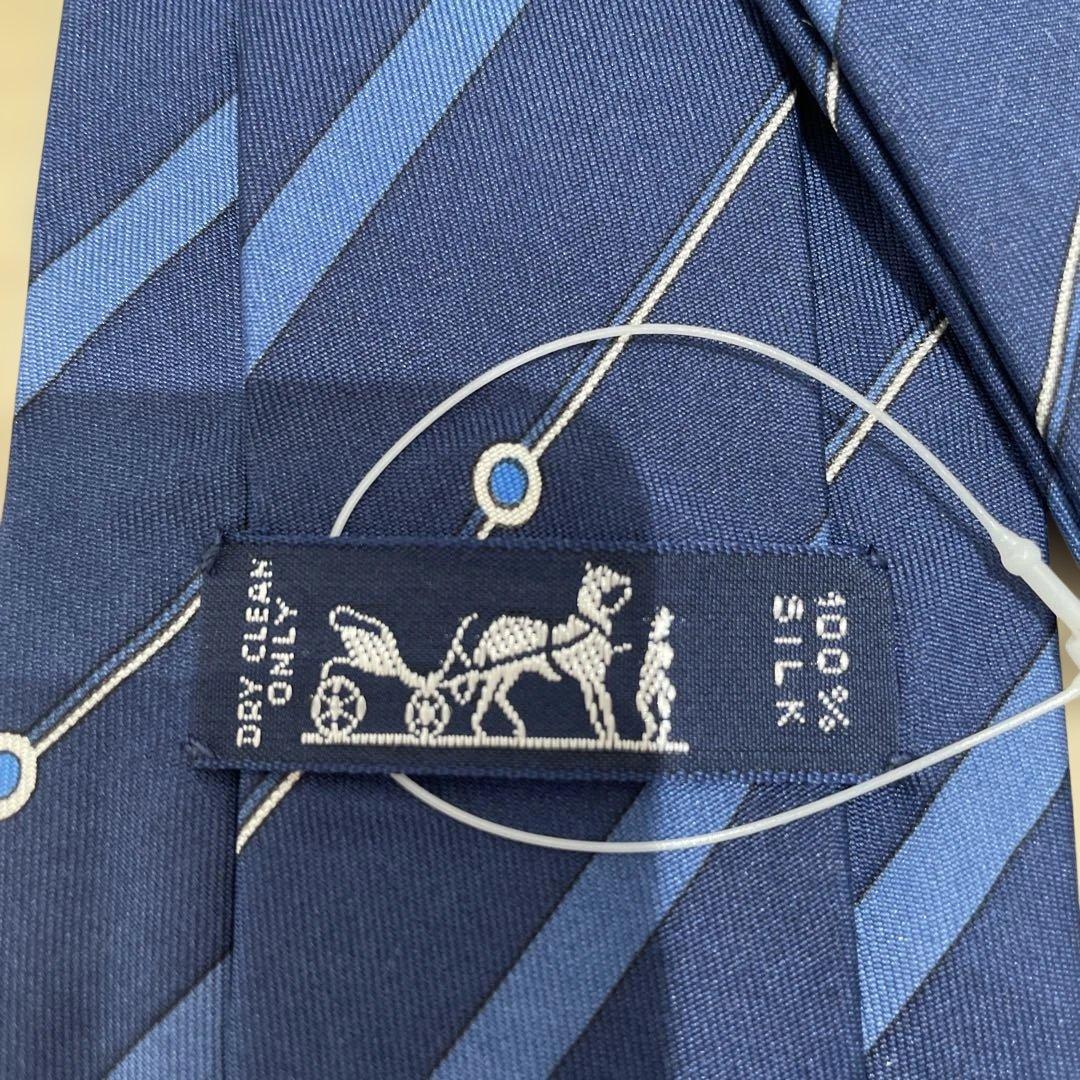 HERMES ネイビー ストライプ ネクタイ
