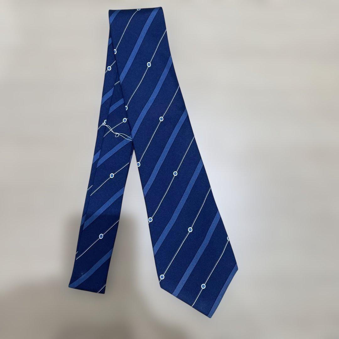 HERMES ネイビー ストライプ ネクタイ
