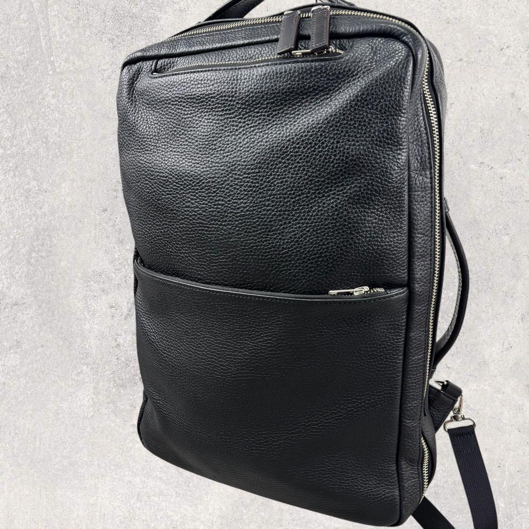 Jocファイブウッズ GRAIN レザー 3way リュック 黒　シボ