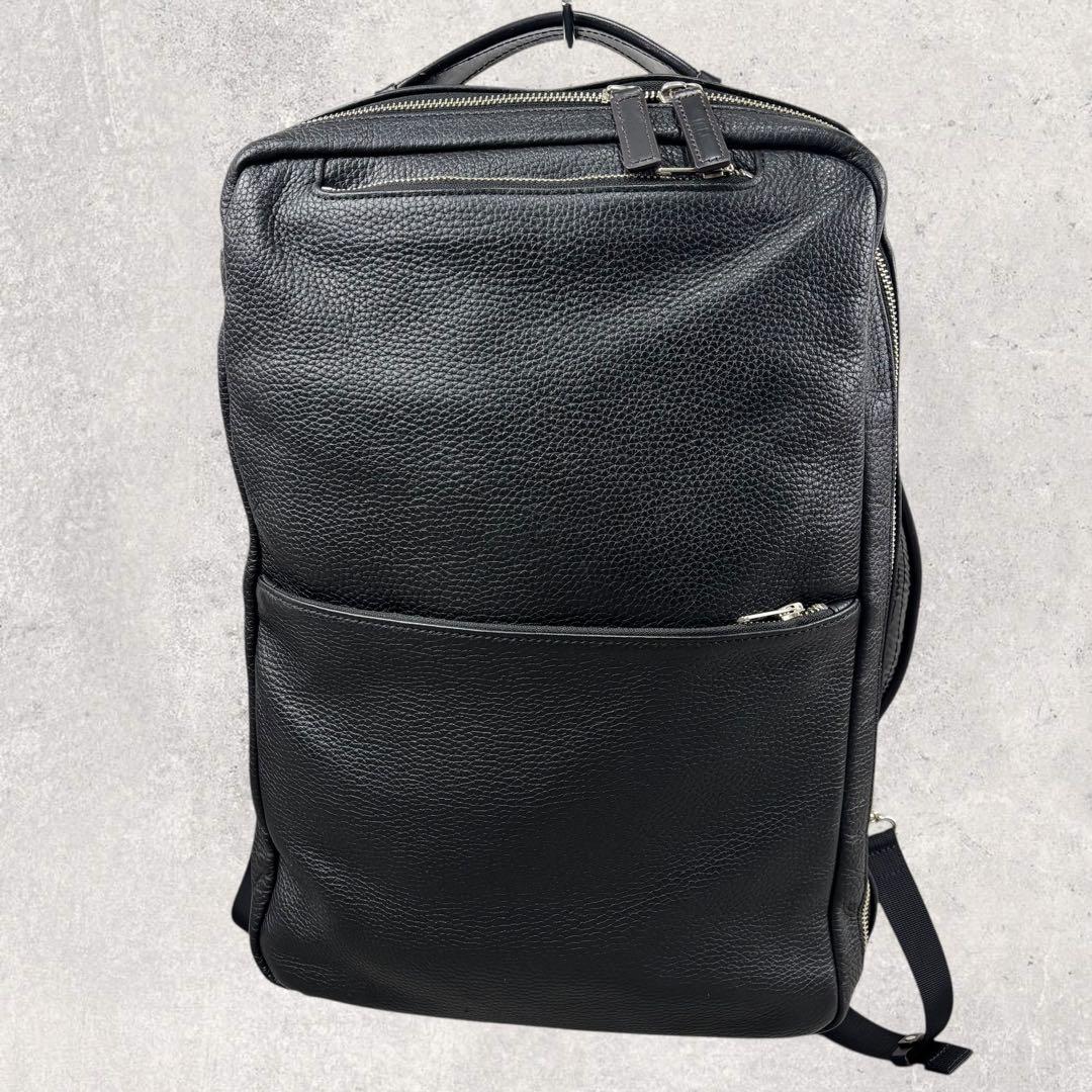 Jocファイブウッズ GRAIN レザー 3way リュック 黒　シボ