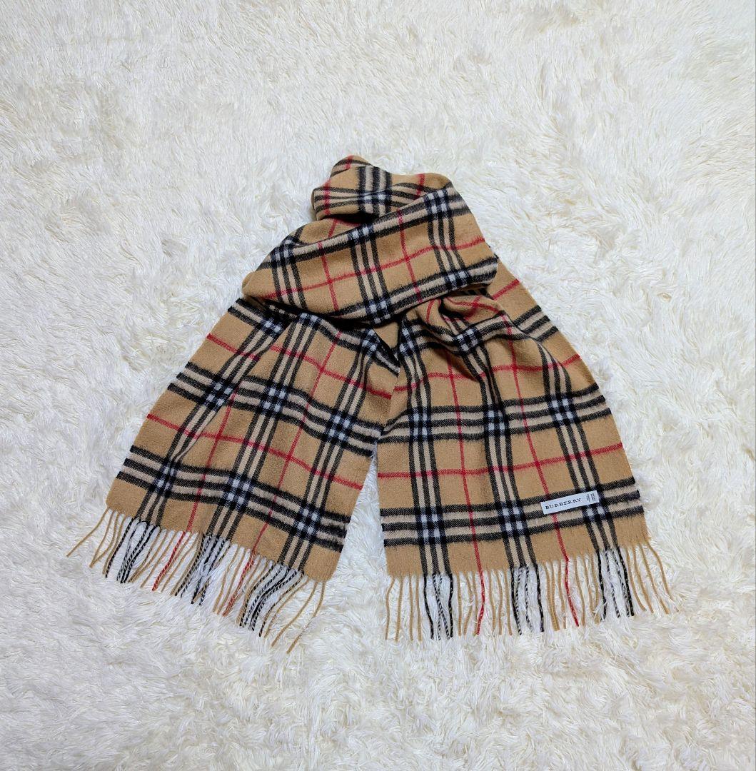 【美品】バーバリー ノバチェック カシミヤ100% マフラー スコットランド製