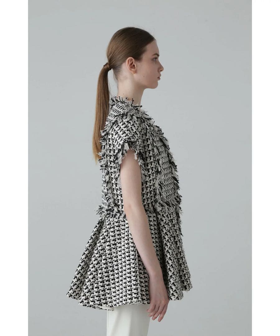 ADORE コットンチェックツィードジレ ３８ ネイビー