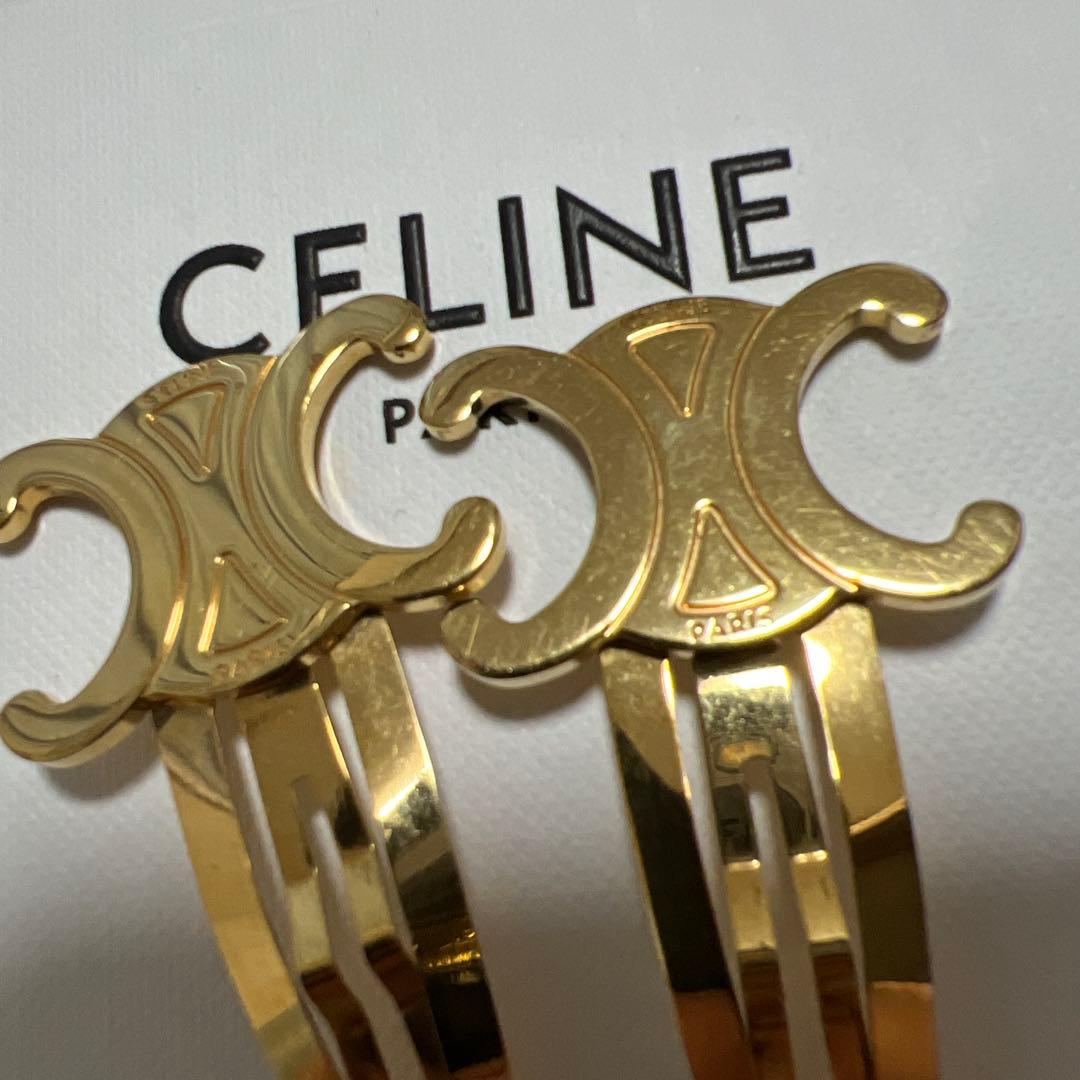 CELINE トリオンフ　 ヘアクリップ　ゴールド