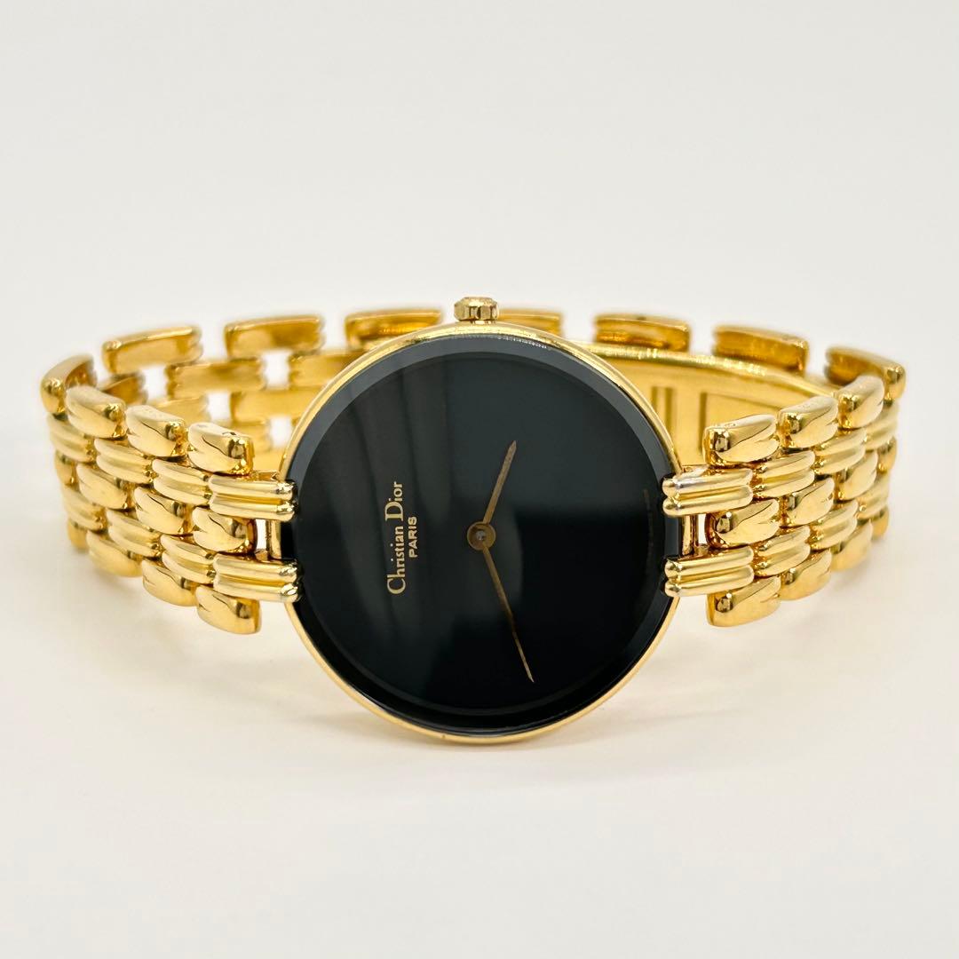 Christian Dior バギラ ブラックダイアル 金コーティング 腕時計