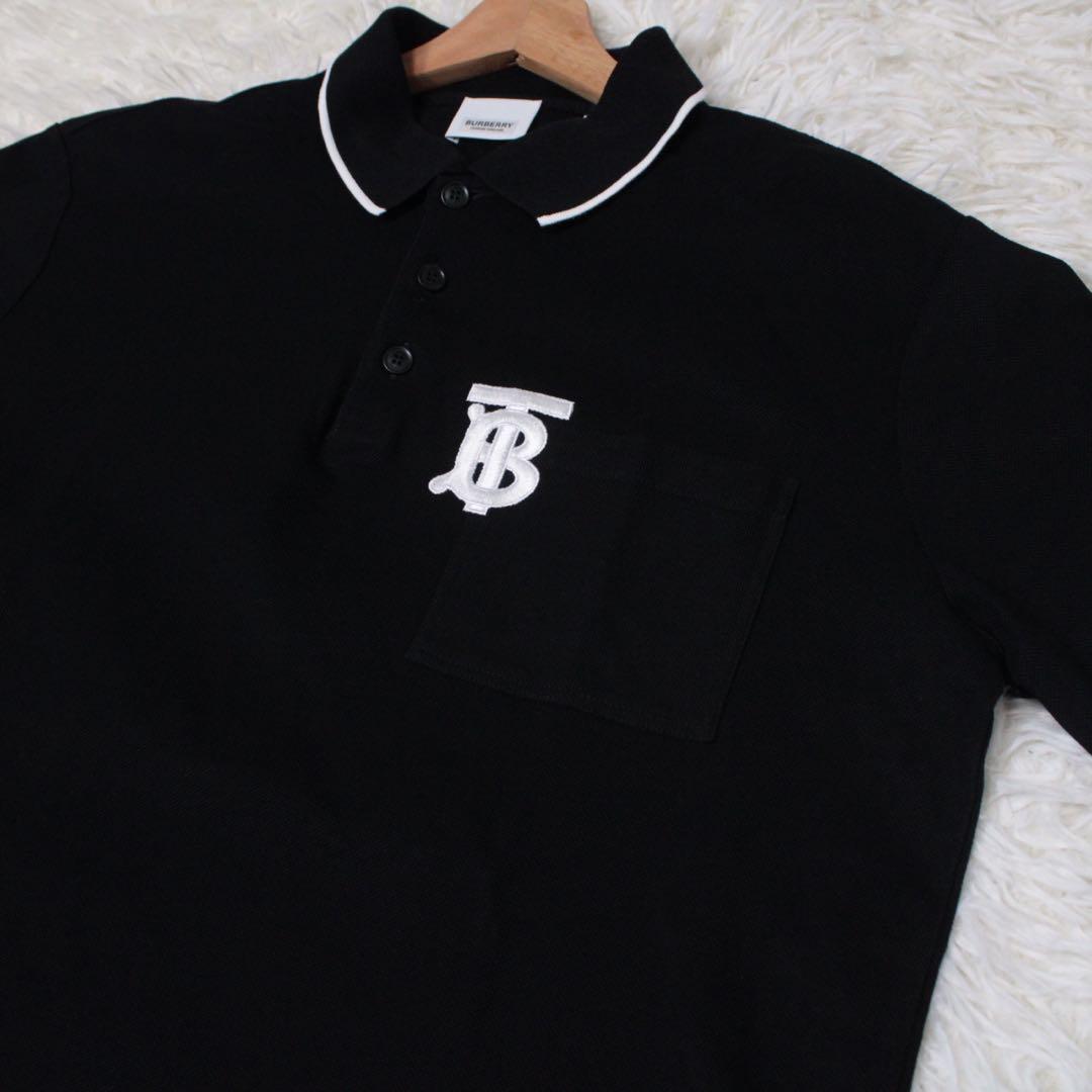 極美品 ティッシ期 BURBERRY TBロゴ ポロシャツ モノグラム刺繍 黒