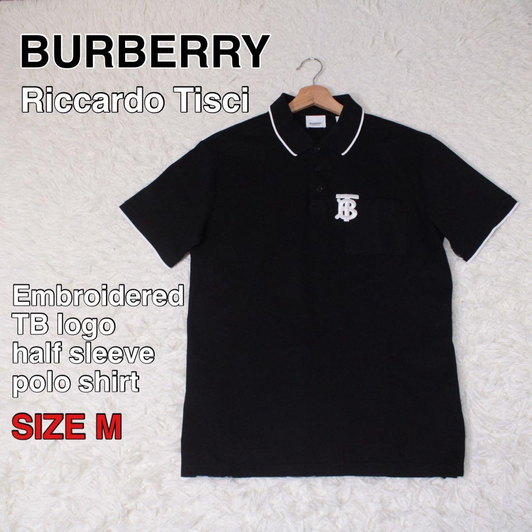 極美品 ティッシ期 BURBERRY TBロゴ ポロシャツ モノグラム刺繍 黒