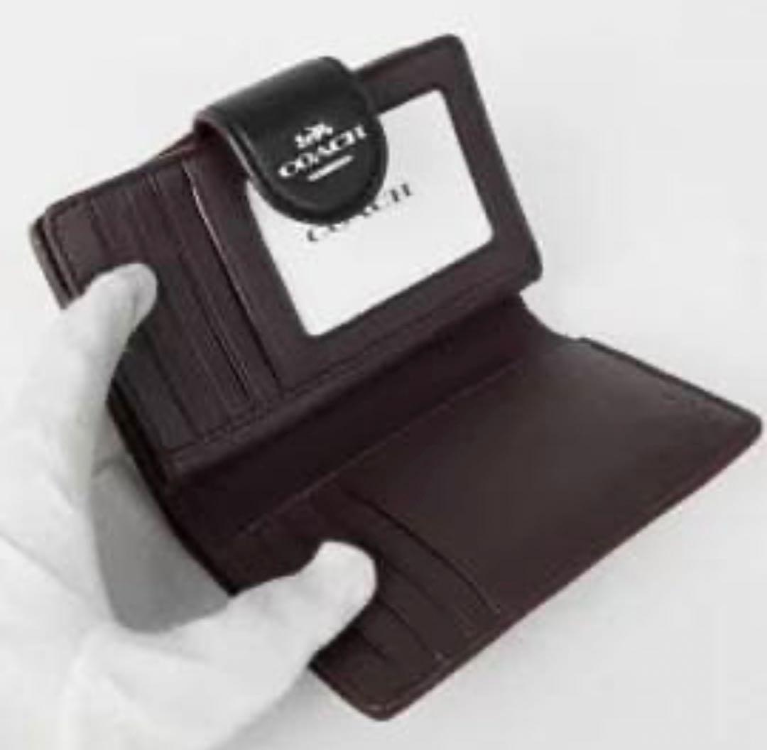 新作COACHコーチシグネチャーナッパーレザーミディアム二つ折り財布
