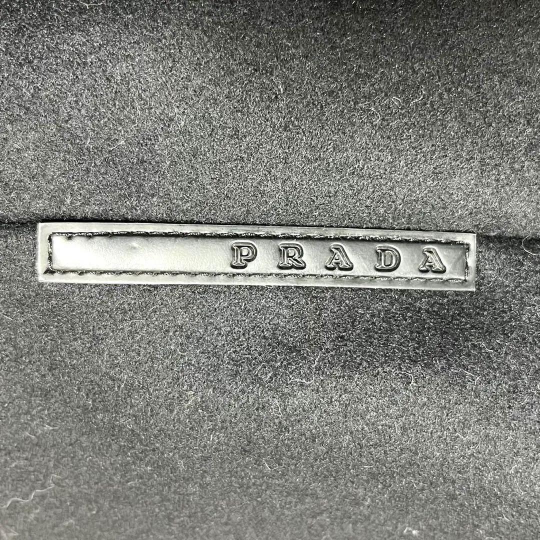 PRADA フーデッドハイブリッドコート 48 ブラックラベル ウール ナイロン