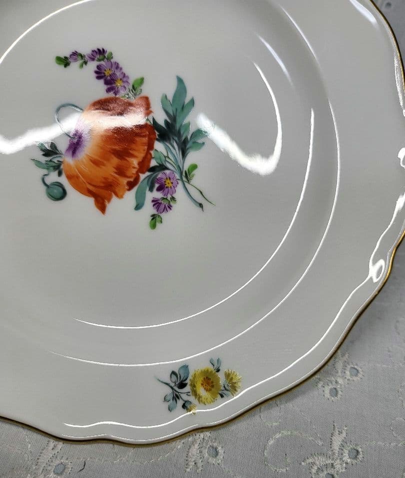 美品✨オールド マイセン ベーシックフラワー 2つ花 プレート 18cm皿 花③