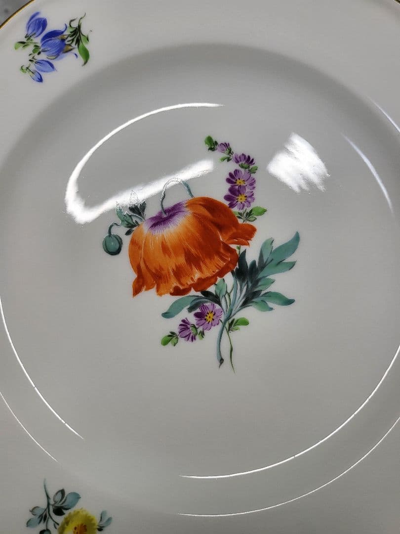 美品✨オールド マイセン ベーシックフラワー 2つ花 プレート 18cm皿 花③