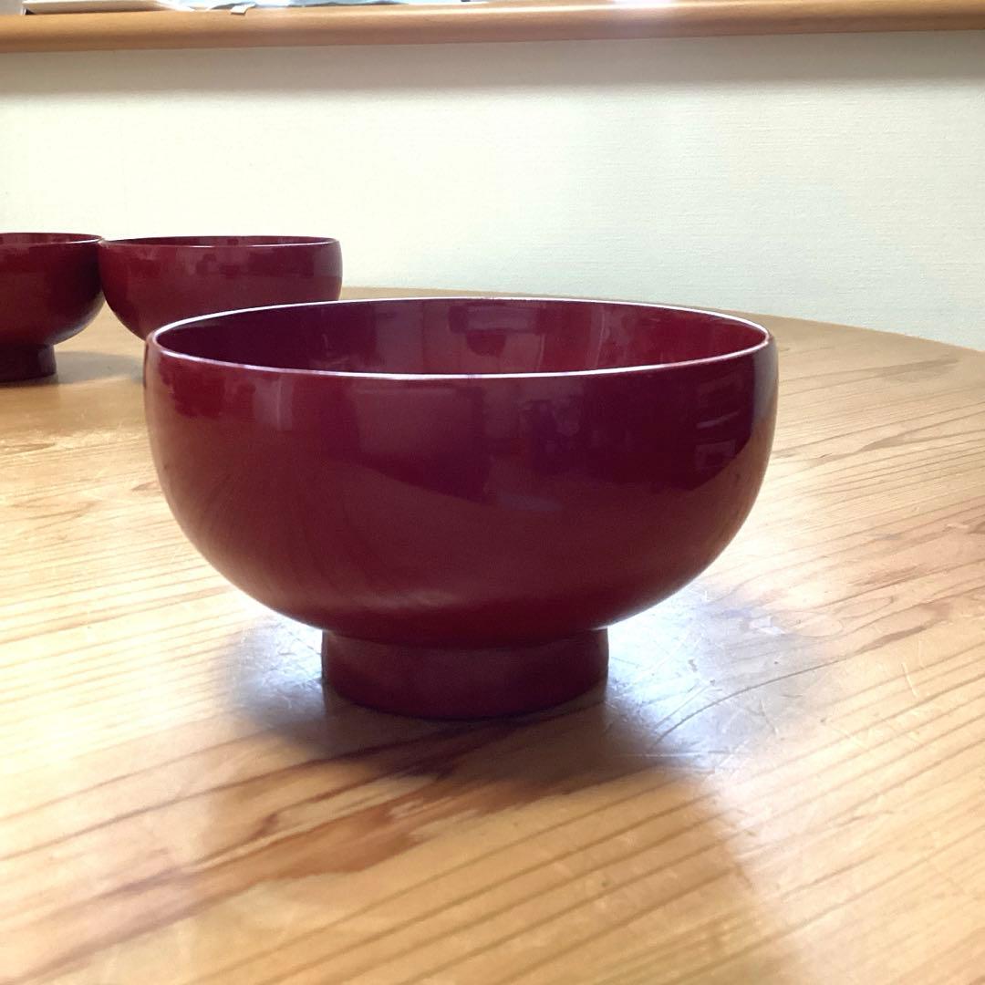 漆器　浄法寺塗　汁椀　５客　本朱　坂田漆器店　木製