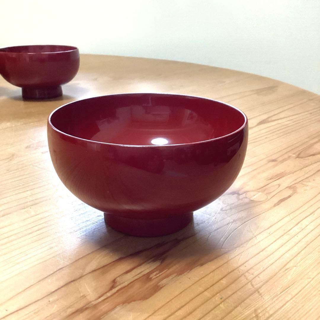 漆器　浄法寺塗　汁椀　５客　本朱　坂田漆器店　木製