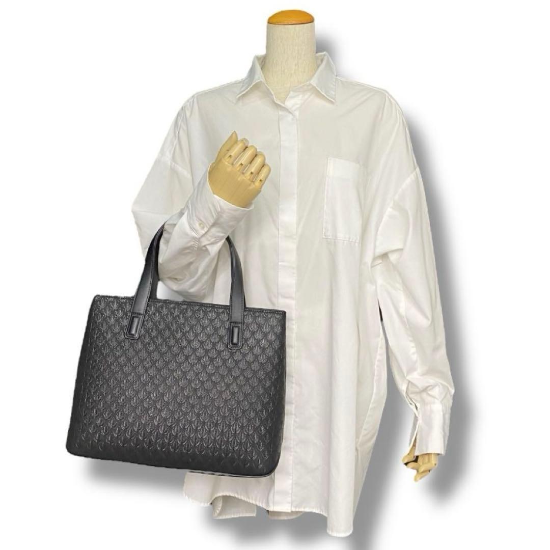 美品 印傳屋 トートバッグ 鹿革 ディアスキン 若松模様 レザー 伝統工芸品 黒