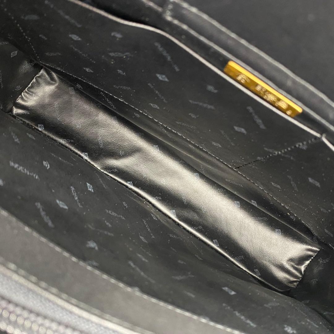 美品 印傳屋 トートバッグ 鹿革 ディアスキン 若松模様 レザー 伝統工芸品 黒