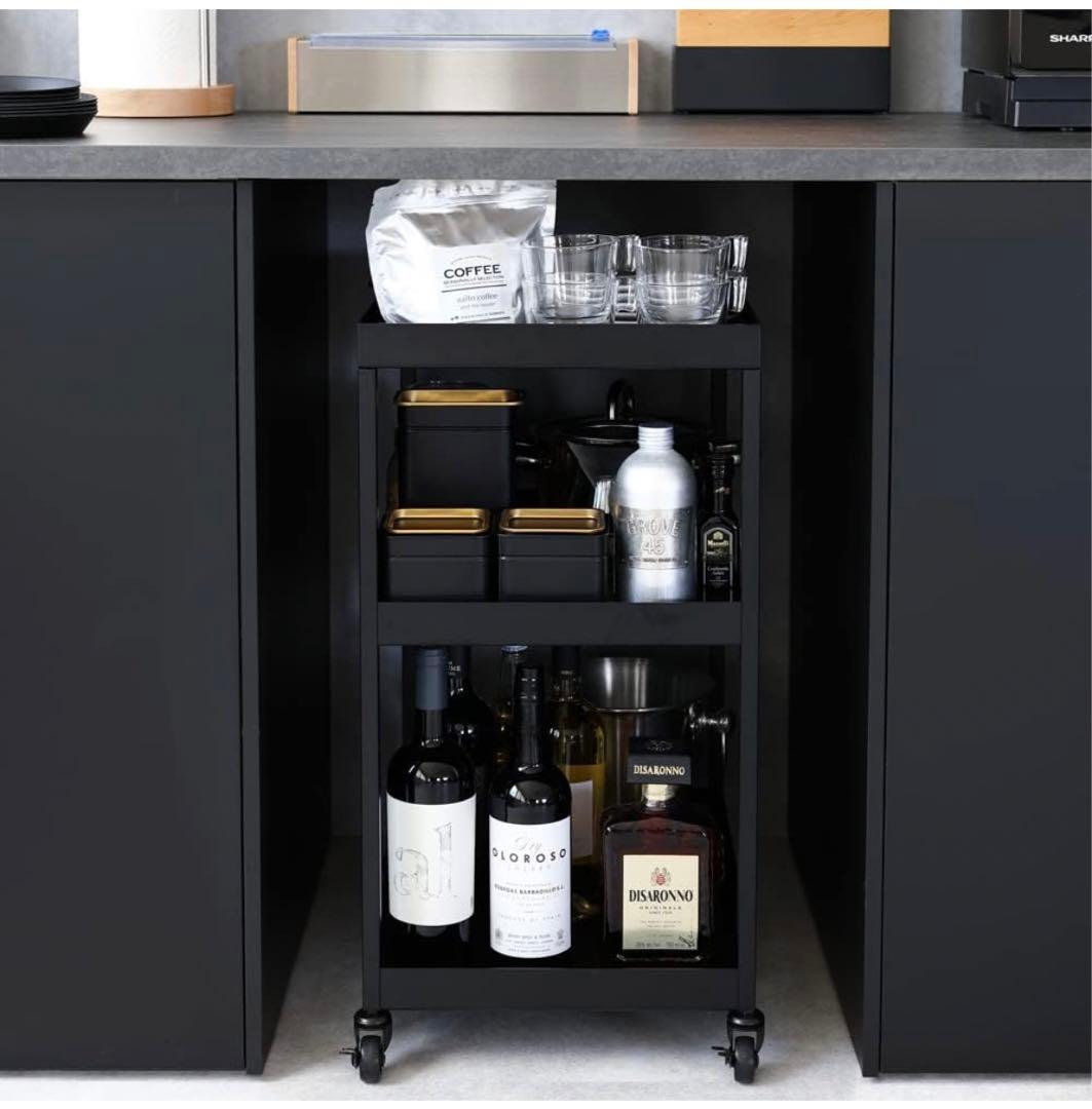 ideaco (イデアコ) ワゴン 組立不要 日本製 ブラック 5035WG