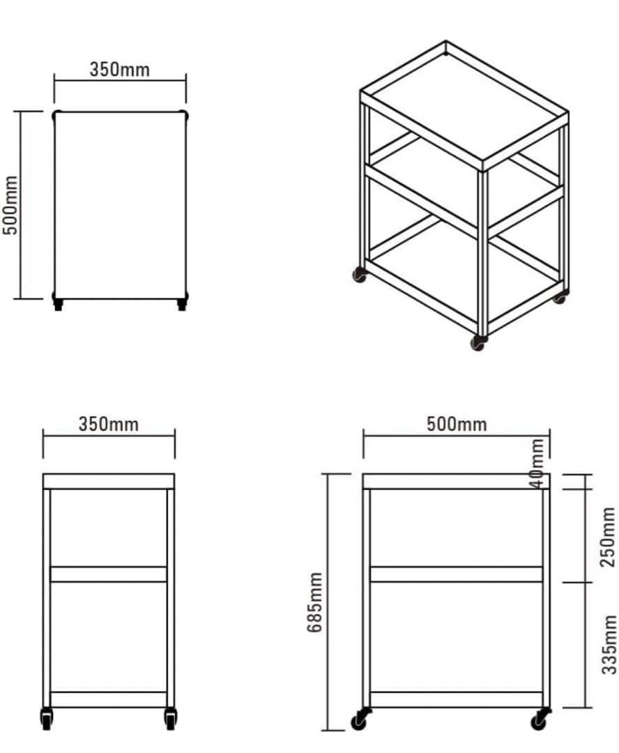 ideaco (イデアコ) ワゴン 組立不要 日本製 ブラック 5035WG