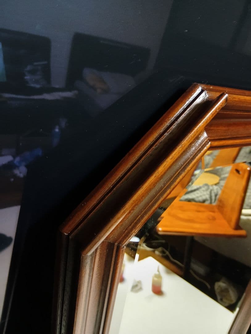 ぴかる　様売約済　イタリア製　無垢木材製　オクタゴン　ウォール　ミラー　壁掛け鏡