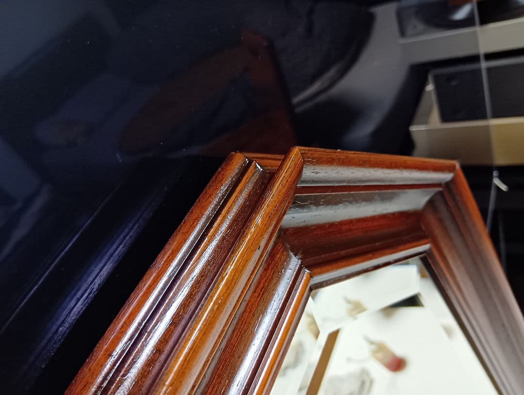 ぴかる　様売約済　イタリア製　無垢木材製　オクタゴン　ウォール　ミラー　壁掛け鏡