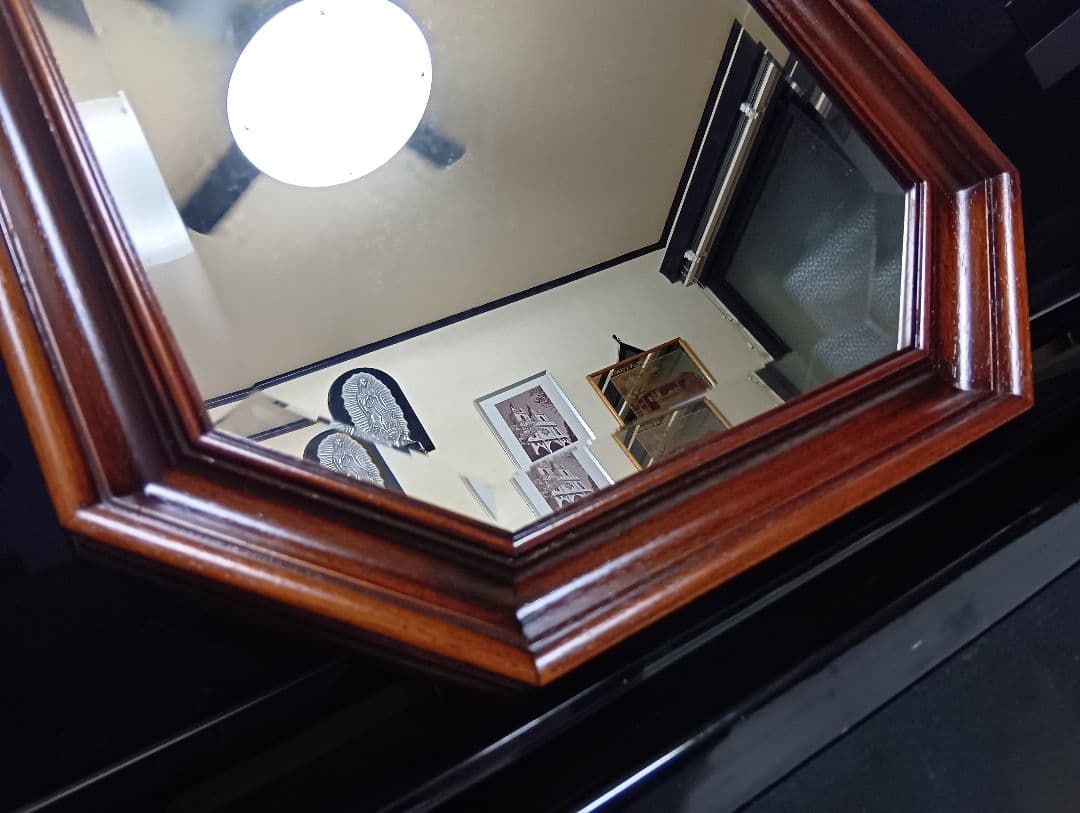 ぴかる　様売約済　イタリア製　無垢木材製　オクタゴン　ウォール　ミラー　壁掛け鏡