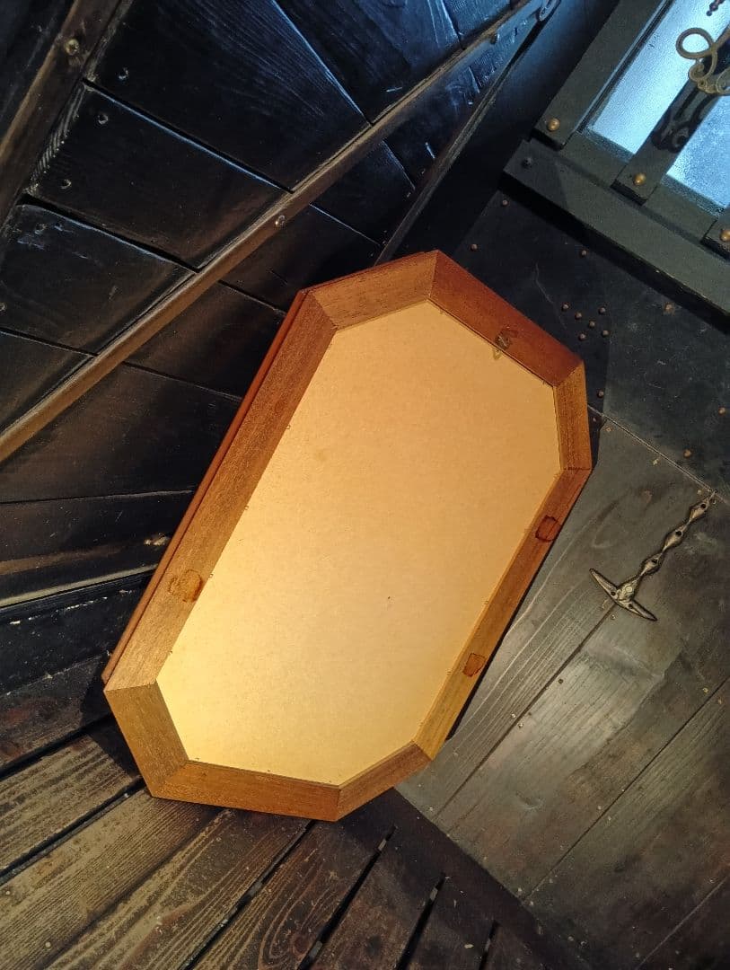 ぴかる　様売約済　イタリア製　無垢木材製　オクタゴン　ウォール　ミラー　壁掛け鏡