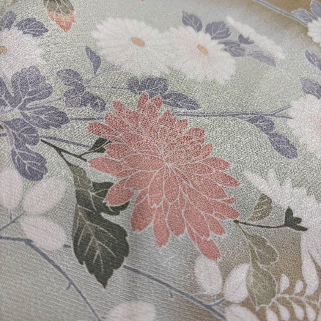 付下げ 美しい友禅 七宝地紋 紋なし 正絹AK-6226