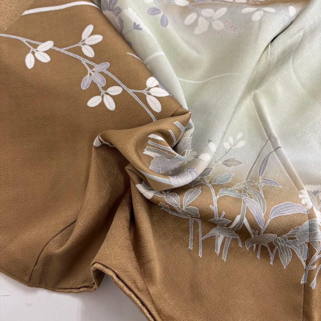 付下げ 美しい友禅 七宝地紋 紋なし 正絹AK-6226