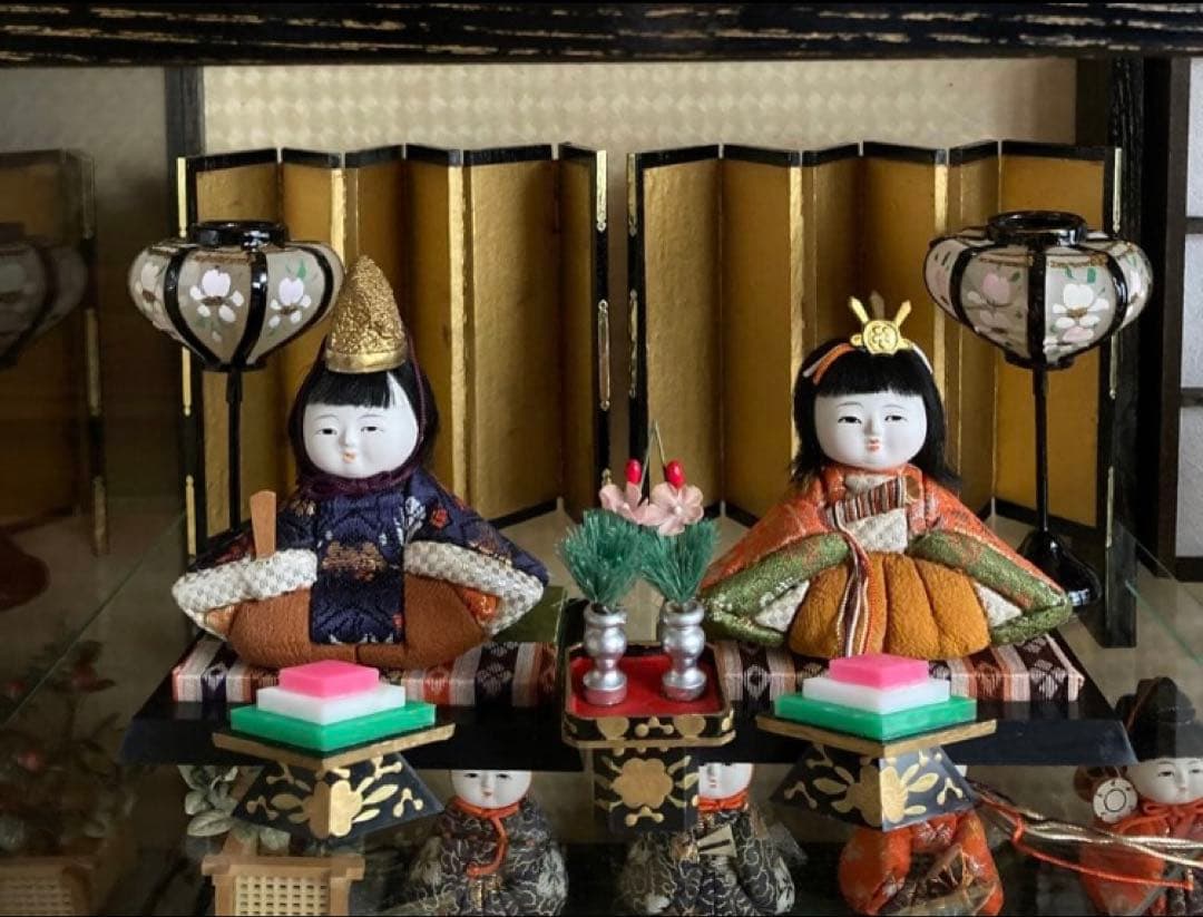 昭和レトロ 木目込雛人形 オルゴール・ガラスケース付 1950年代 保管用箱あり