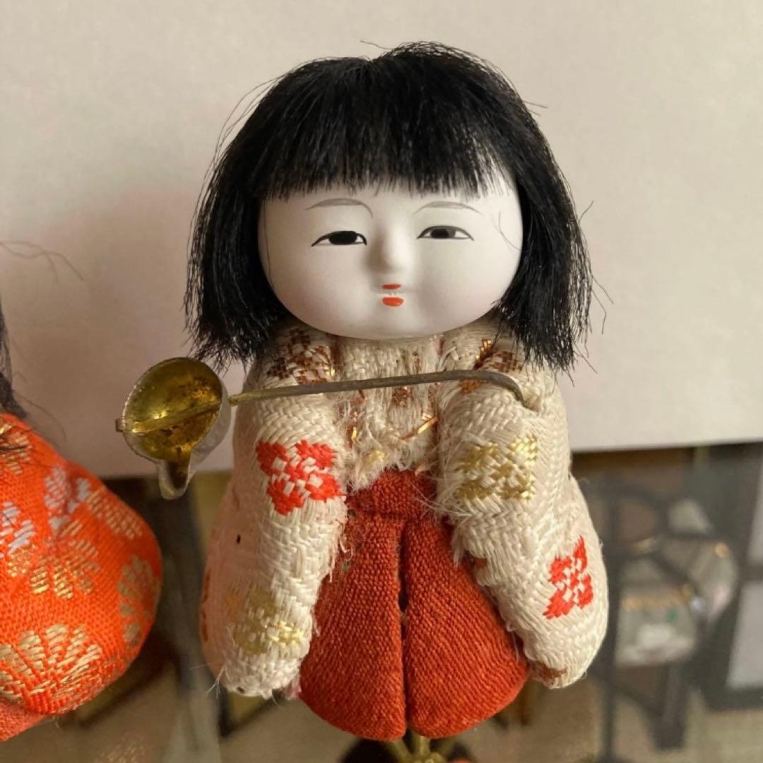 昭和レトロ 木目込雛人形 オルゴール・ガラスケース付 1950年代 保管用箱あり