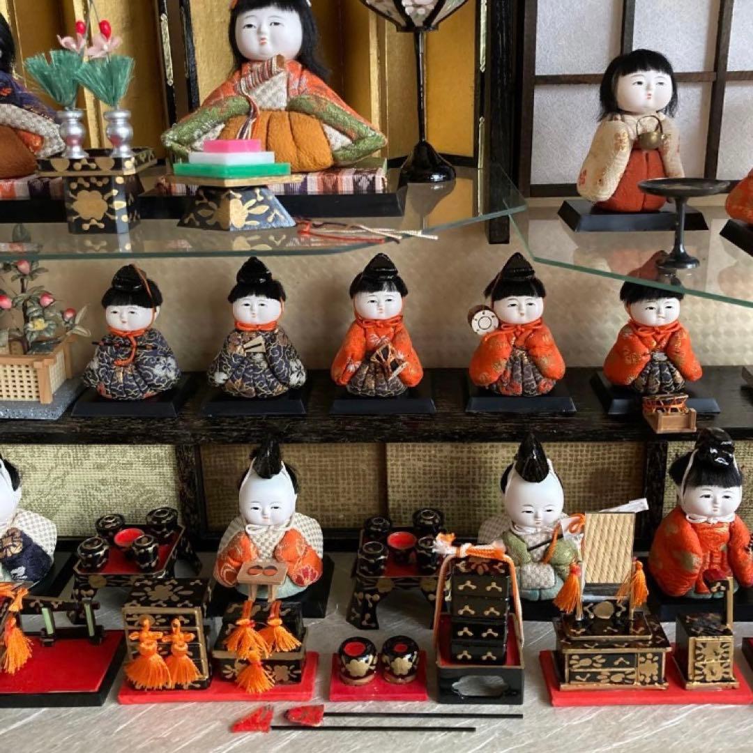 昭和レトロ 木目込雛人形 オルゴール・ガラスケース付 1950年代 保管用箱あり