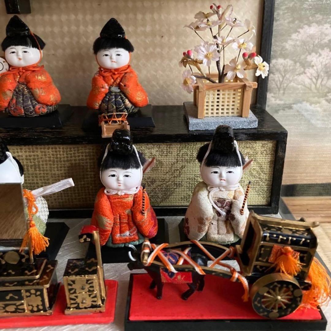 昭和レトロ 木目込雛人形 オルゴール・ガラスケース付 1950年代 保管用箱あり