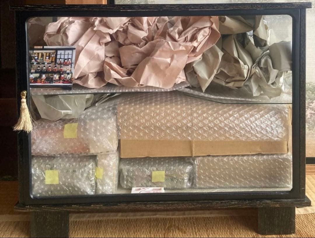 昭和レトロ 木目込雛人形 オルゴール・ガラスケース付 1950年代 保管用箱あり