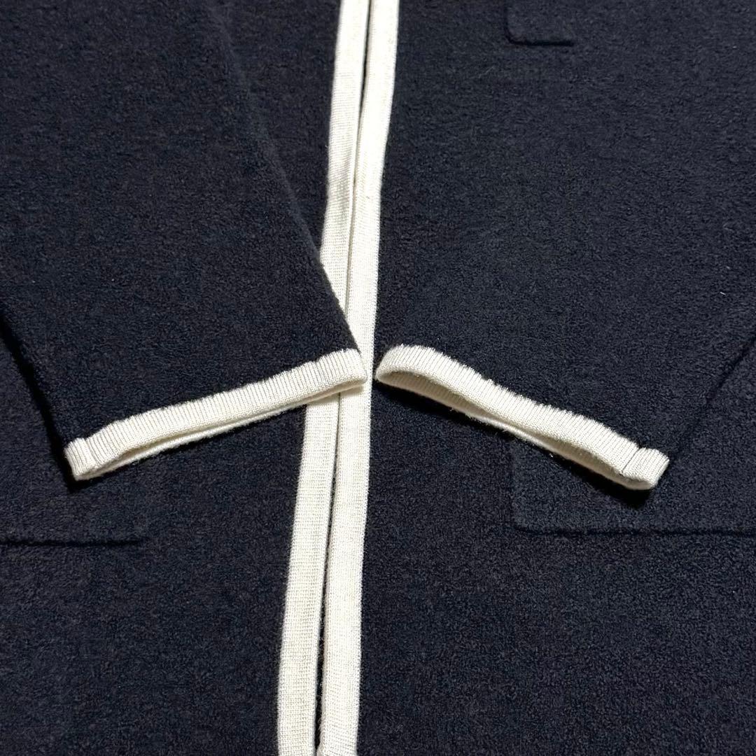 美品 ミニブークレニット バイカラー ジャケット ブラック×アイボリー 38