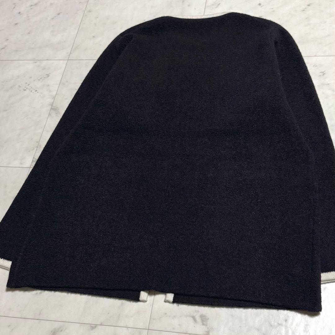 美品 ミニブークレニット バイカラー ジャケット ブラック×アイボリー 38