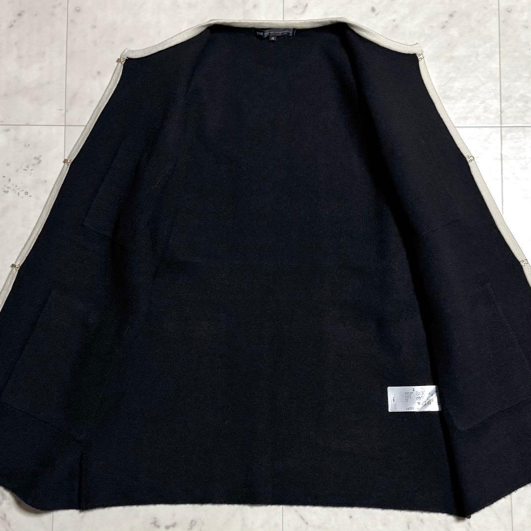 美品 ミニブークレニット バイカラー ジャケット ブラック×アイボリー 38
